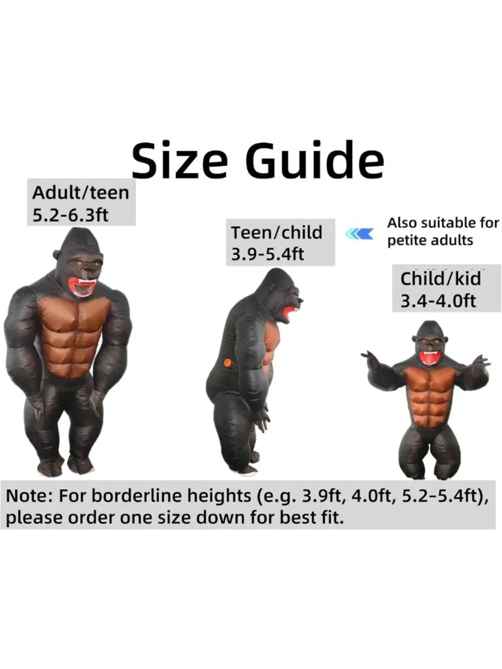 Funny Inflatable Gorilla Costume for Adults & Kids - Perfect Halloween Outfit